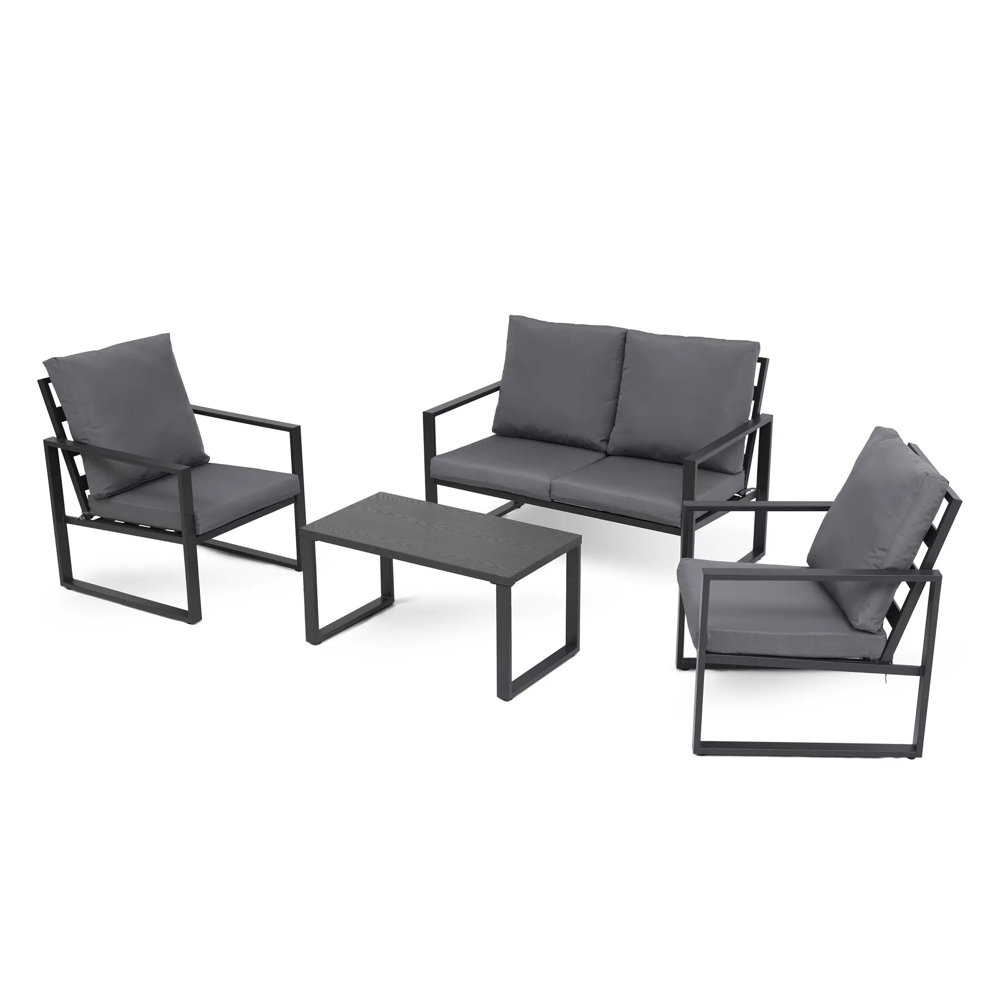 4 Pcs Metal Modern Outdoor Conversation Set with 6'' Cushions