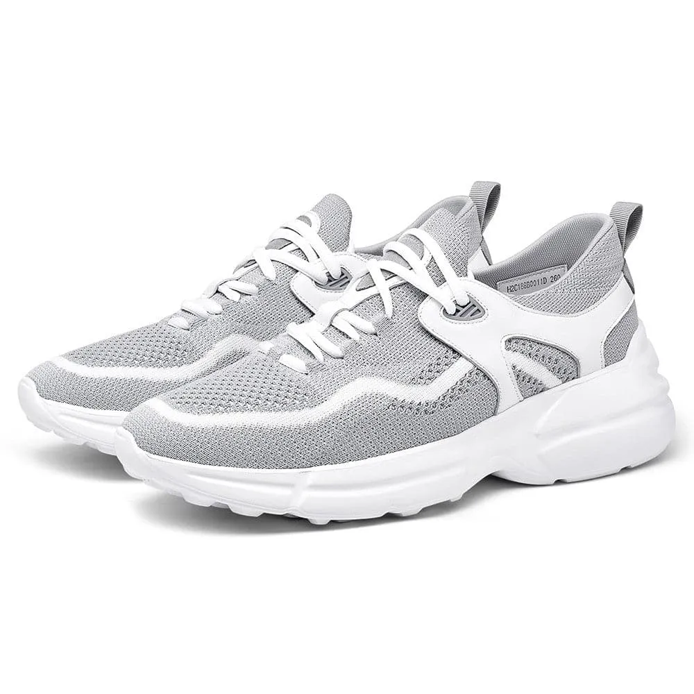 7CM / 2.76 Inches CMR CHAMARIPA Elevate Your Style with  Lightweight Gray Knit Sneakers