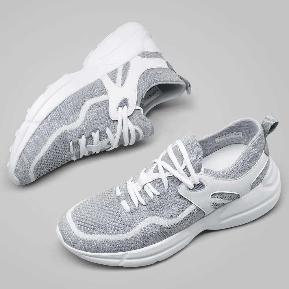 7CM / 2.76 Inches CMR CHAMARIPA Elevate Your Style with  Lightweight Gray Knit Sneakers