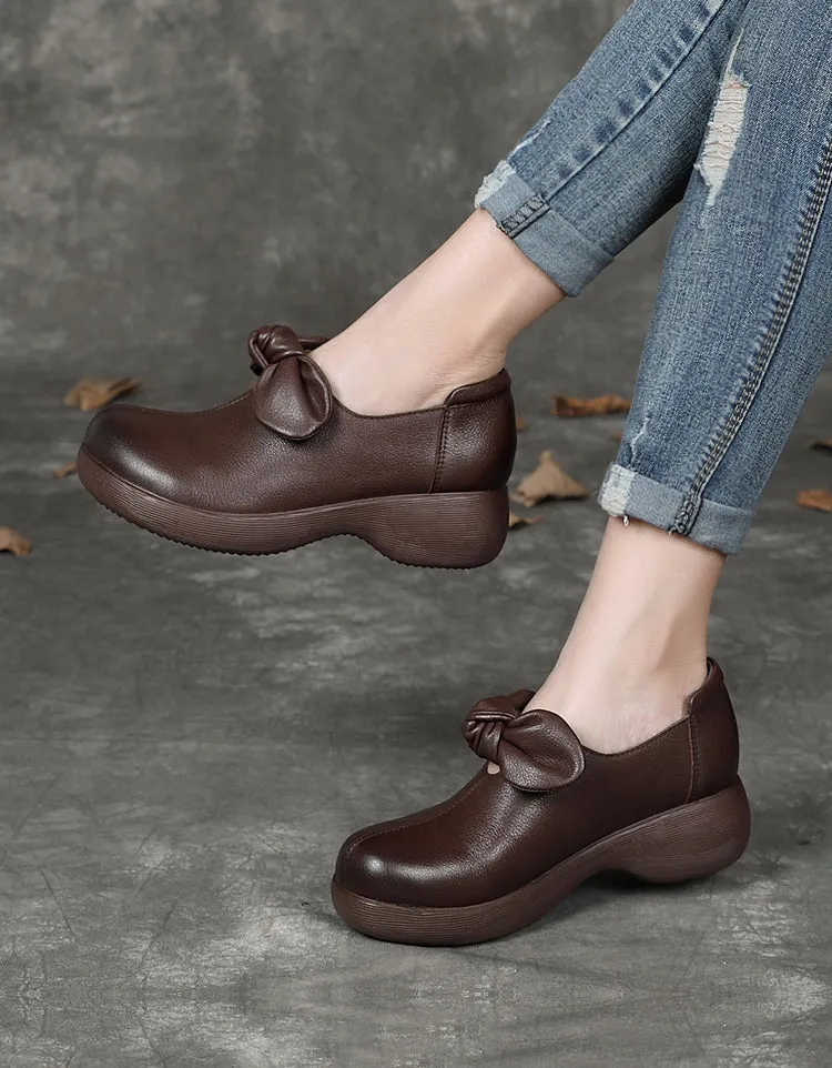 Bowknot Comfortable Platform Retro Walking Shoes