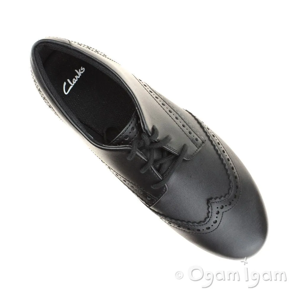 Clarks Scala Lace Girls Black School Shoe