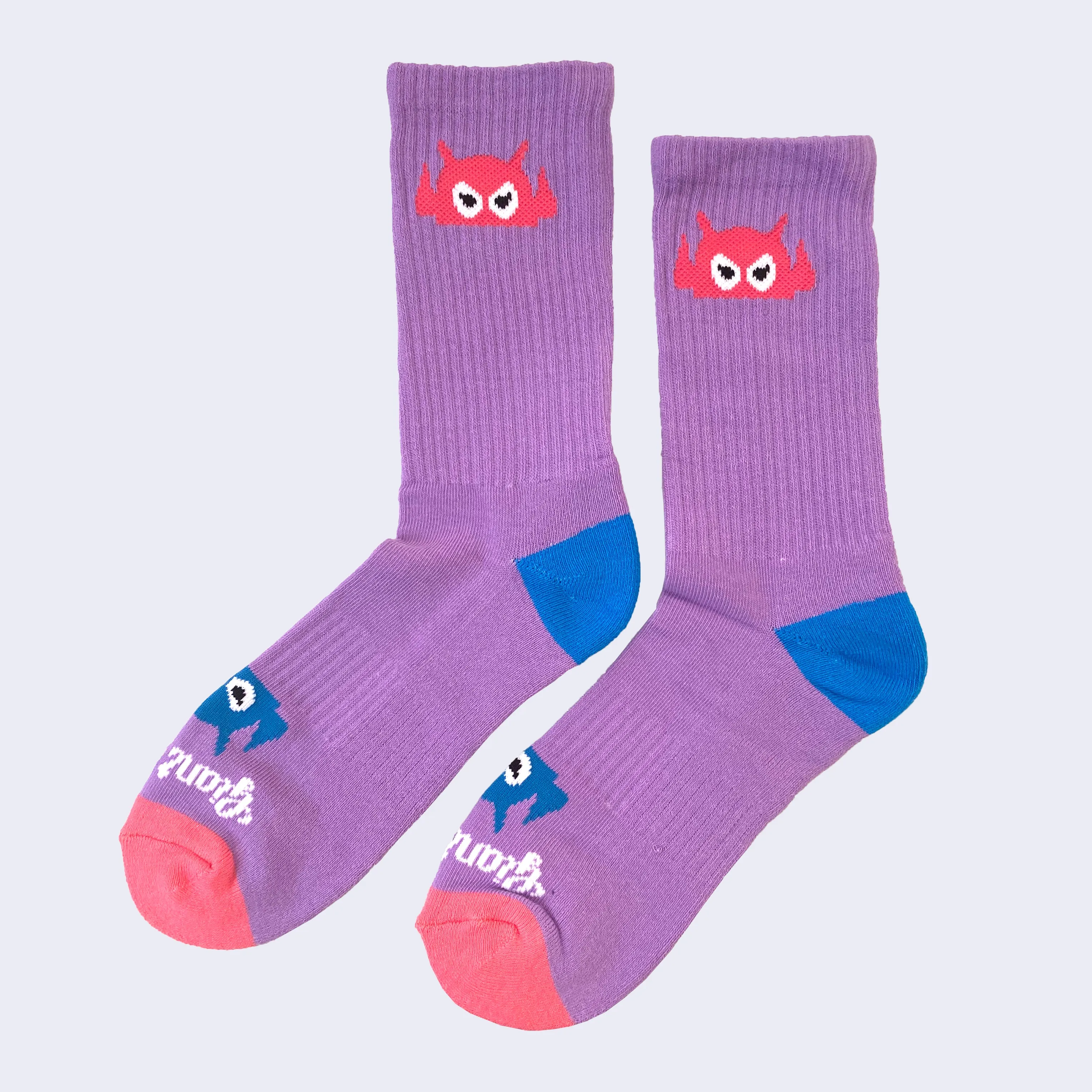 Giant Robot - Big Boss Robot Socks - Purple w/ Blue & Pink