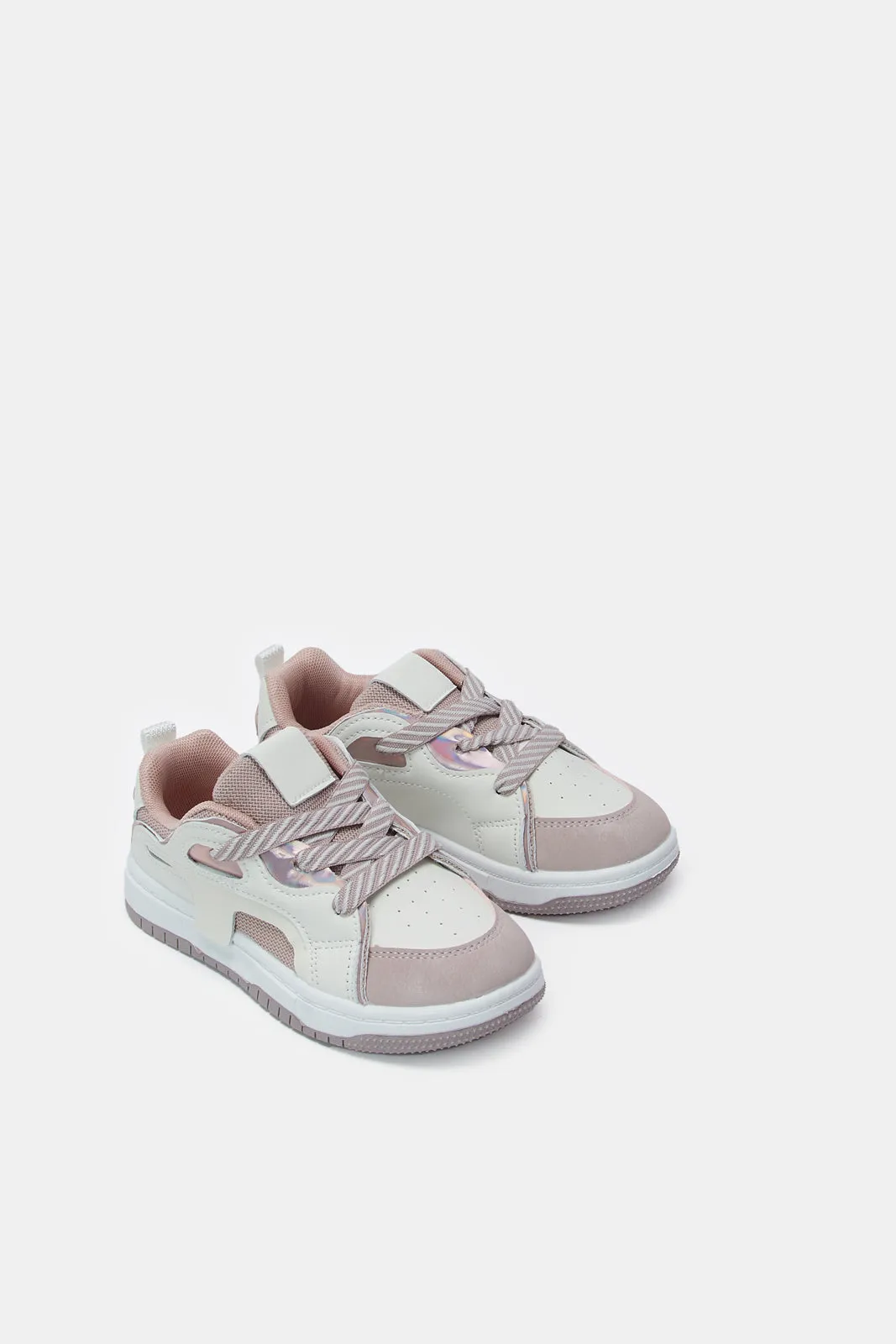 Girls Pink And White Chunky Sneakers