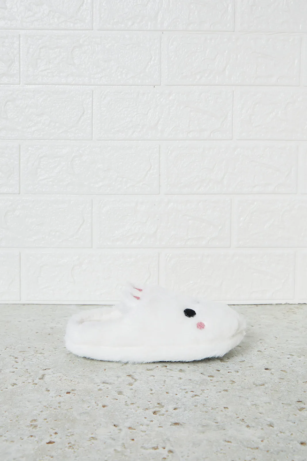 Girls White Bunny Slipper