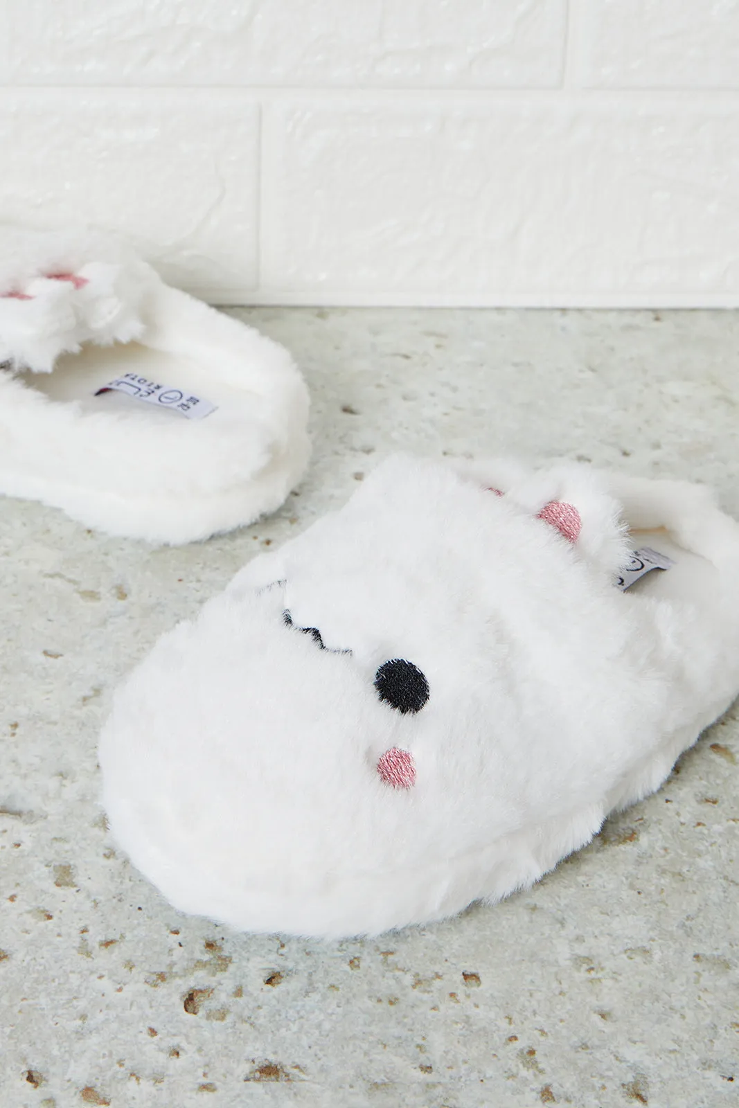 Girls White Bunny Slipper