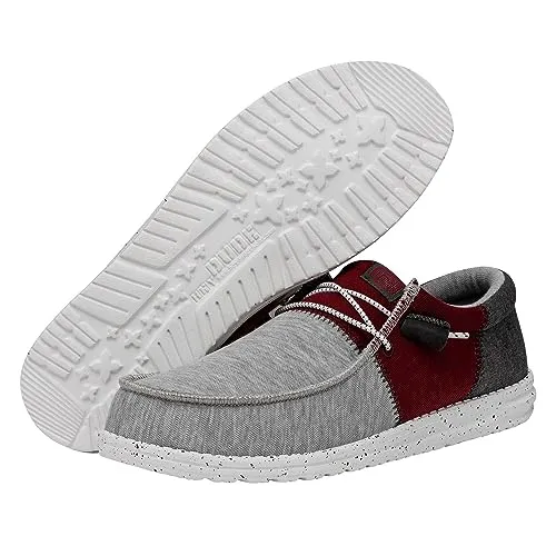 Hey Dude Wally Tri Varsity Crimson Size M9 | Men's Shoes | Men's Slip On Loafers | Comfortable & Light-Weight