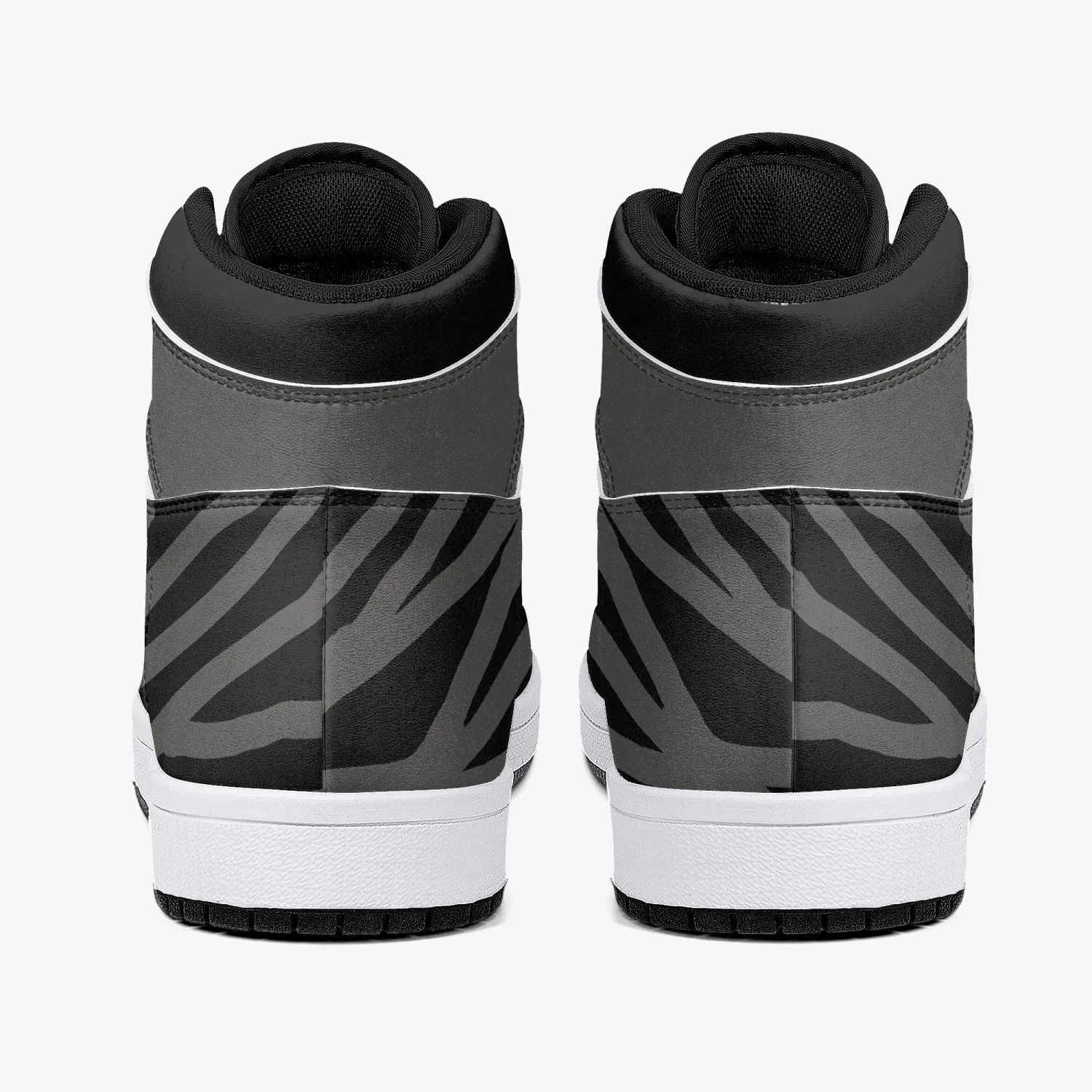 High-Top Leather Sneakers -Black /Grey Lined.