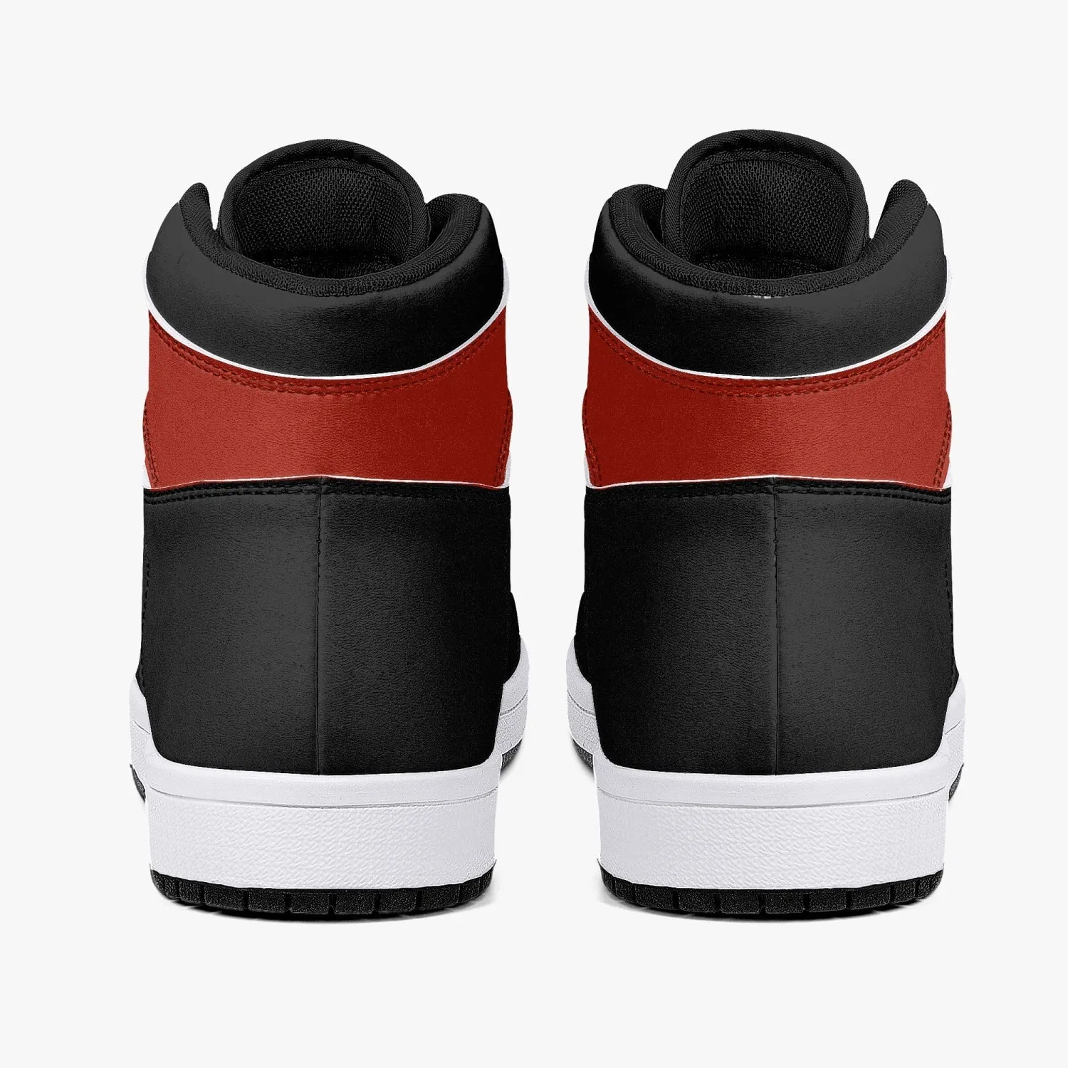 High-Top Leather Sneakers - Black /Red Logo