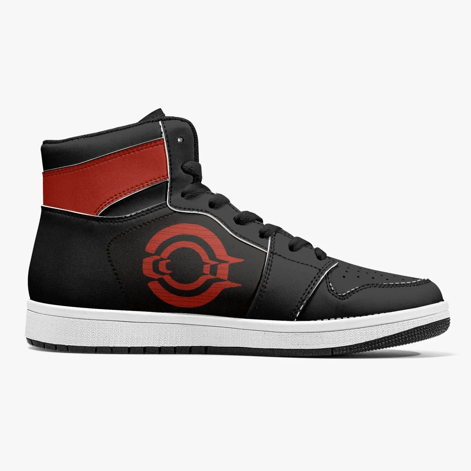 High-Top Leather Sneakers - Black /Red Logo