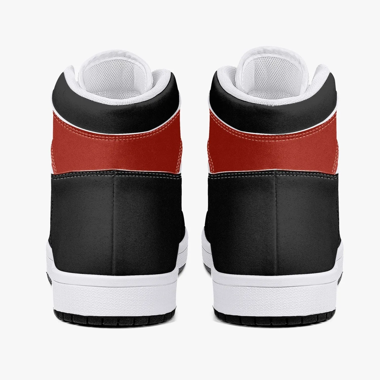 High-Top Leather Sneakers - Black /Red Logo