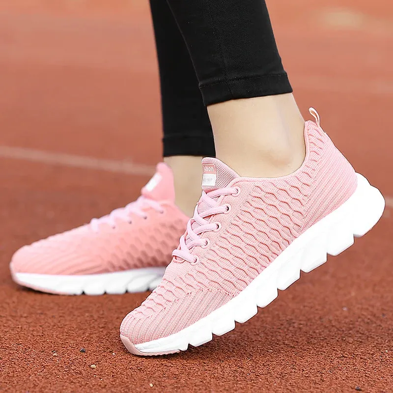 Hnzxzm Hot Sale Cheap Pink Sneakers Women Trainers Shoes Breathable Mesh Casual Sneakers Woman Lightweight Low-Cut Women's Sports Shoes