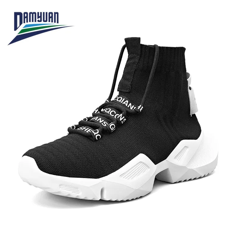 Hnzxzm Men's Retro Sock Sneakers 47 High Top Chunky Men Shoes Breathable Men Thick Bottom Casual Shoes  Zapatos De Hombre