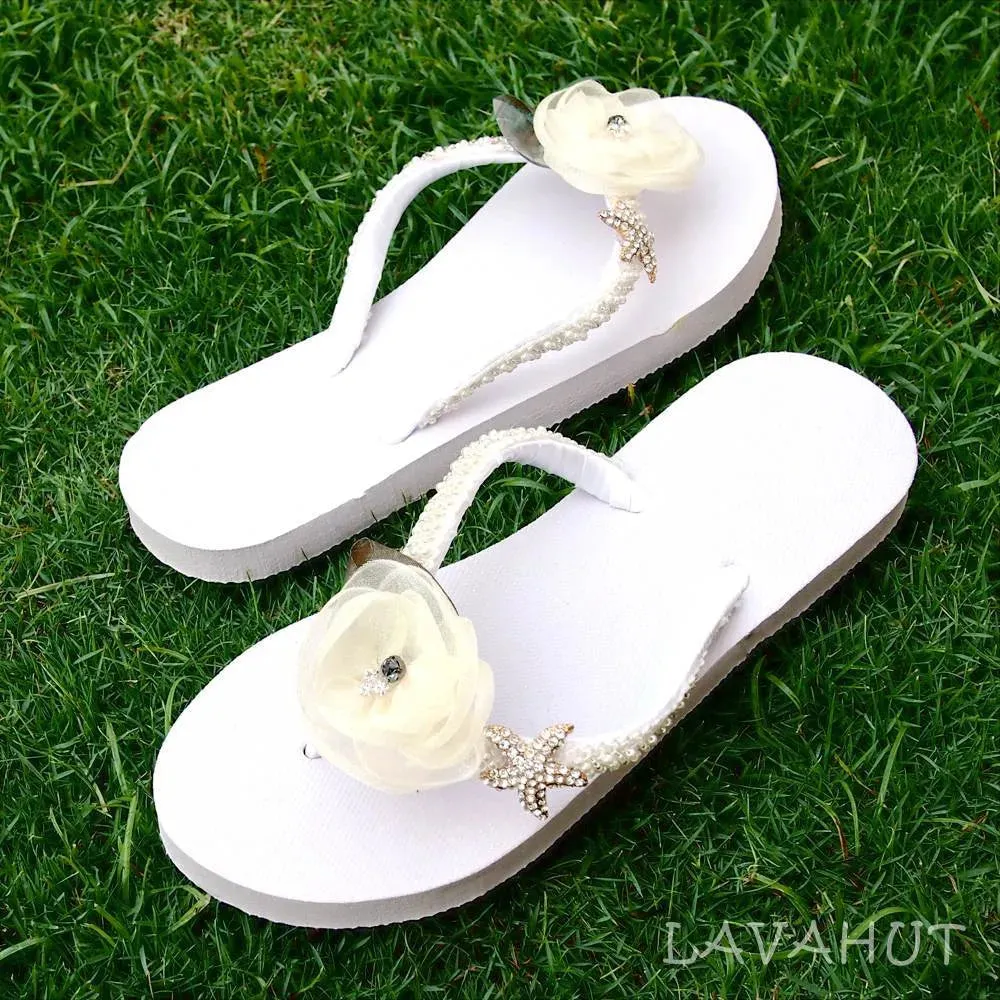 Jewel White Bridal Flip Flops