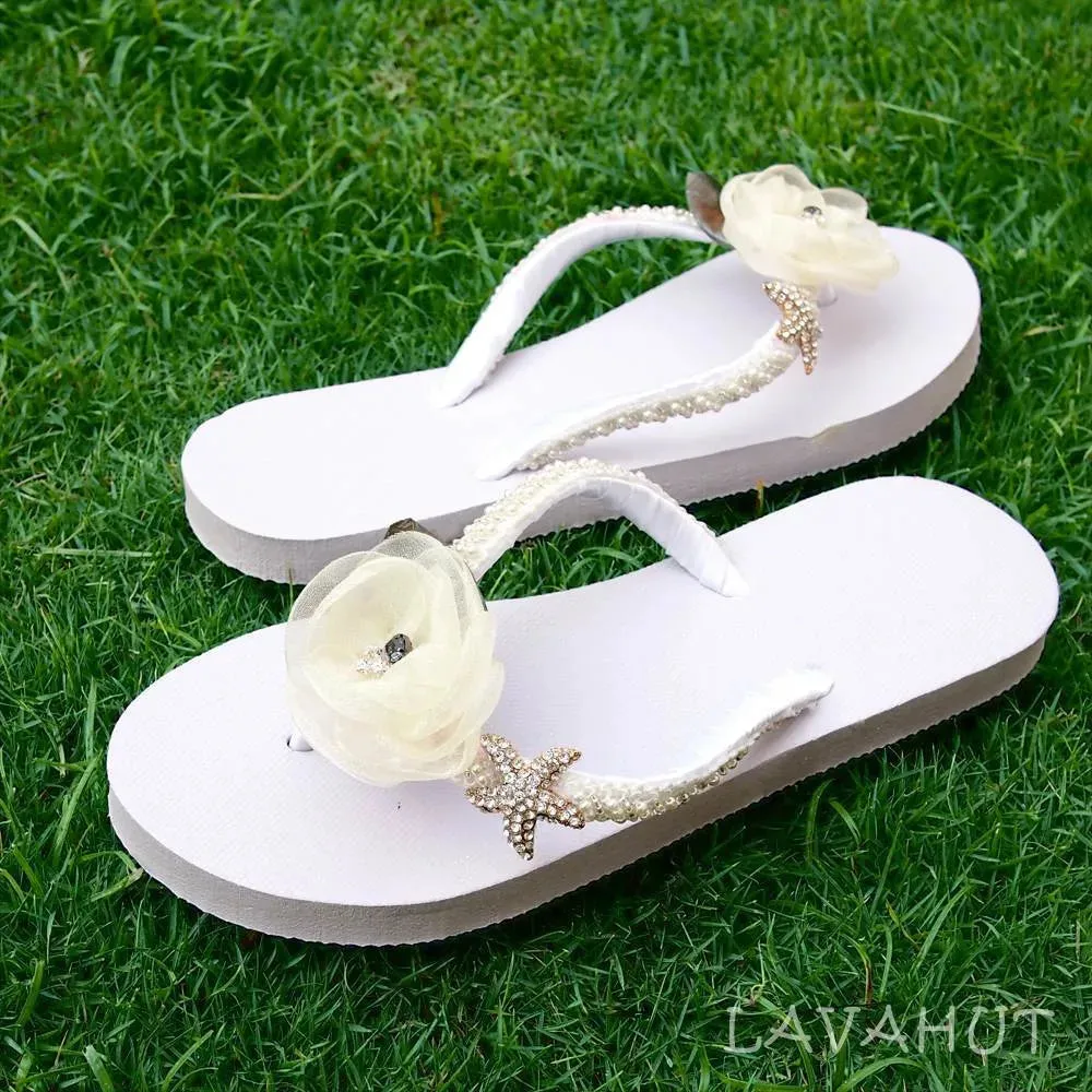 Jewel White Bridal Flip Flops