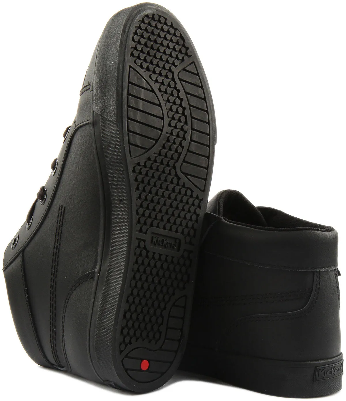 Kickers Tovni High Top School Shoes In Black For Kids