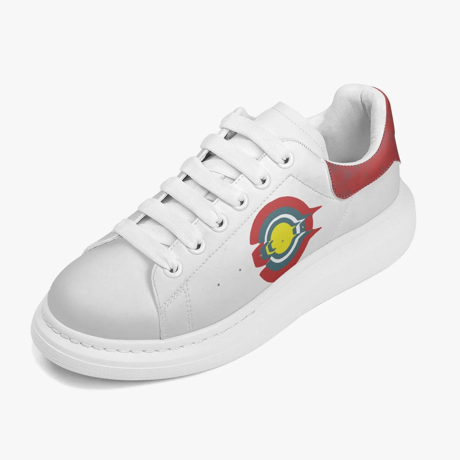 Lifestyle Low-Top Leather Sneakers White/Red heel