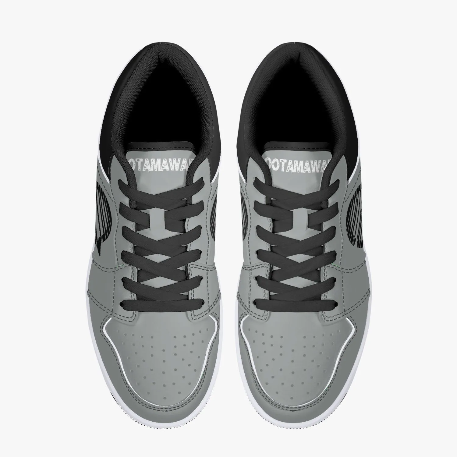 Low-Top Leather Sneakers - Grey/Black