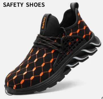 Men Lightweight Breathable Steel Toe Work Safety Shoes