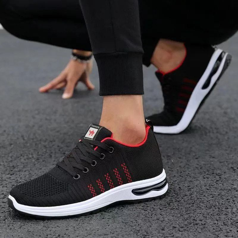 Men's Air Cushion Sneakers Lac-up Mesh Men Casual Shoes Lightweight Comfortable Walking Sneakers