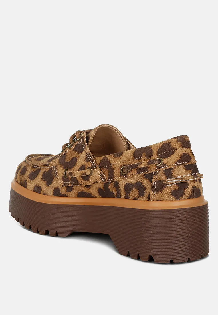 Onglur Leopard Print Suede Oxford Loafers