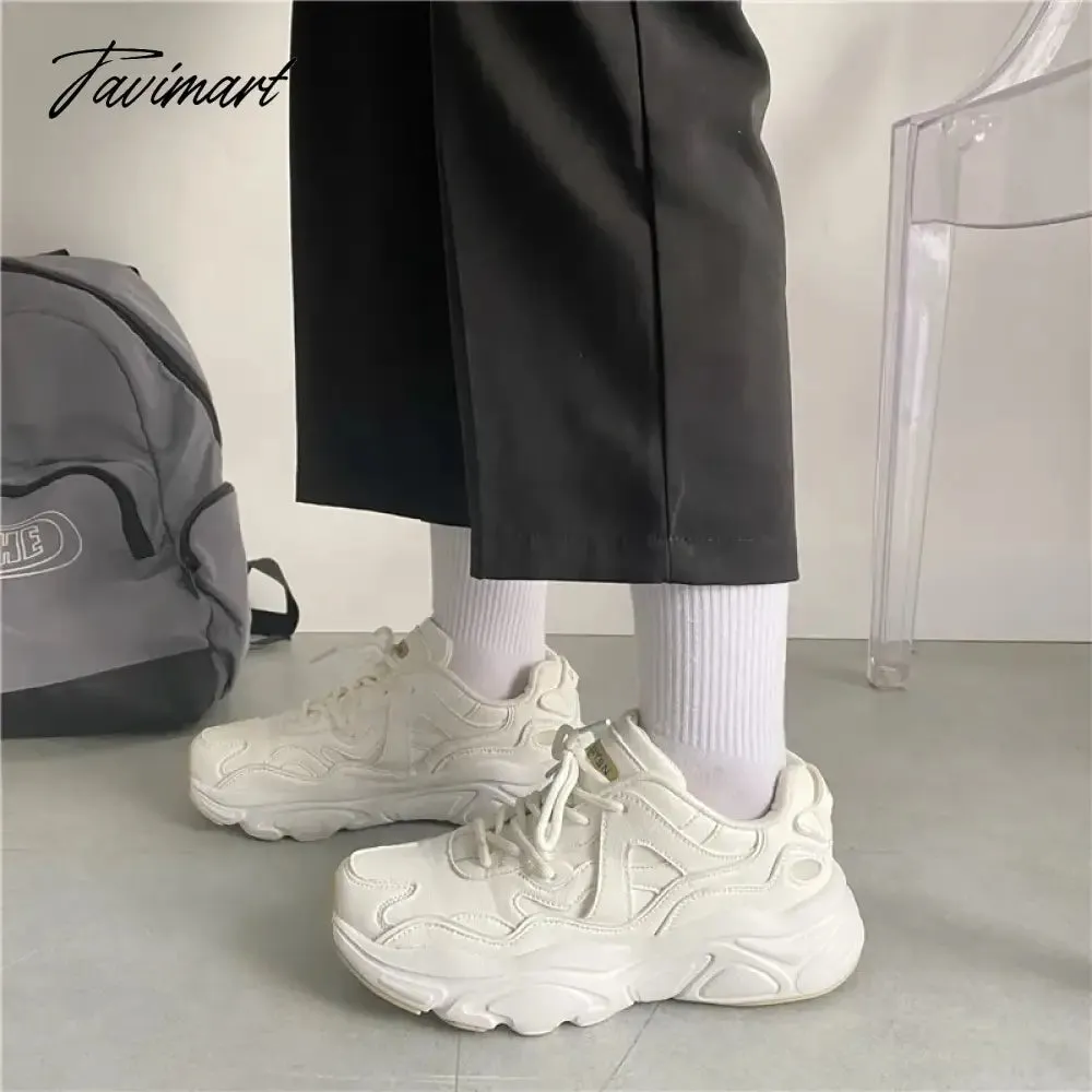 Tavimart Pure White Sneakers Women Casual Platform Sports Running Mens Chunky Shoes Autumn and Winter Fashion Athletic New Shoes