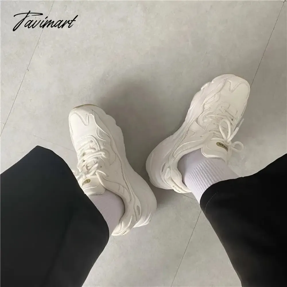 Tavimart Pure White Sneakers Women Casual Platform Sports Running Mens Chunky Shoes Autumn and Winter Fashion Athletic New Shoes