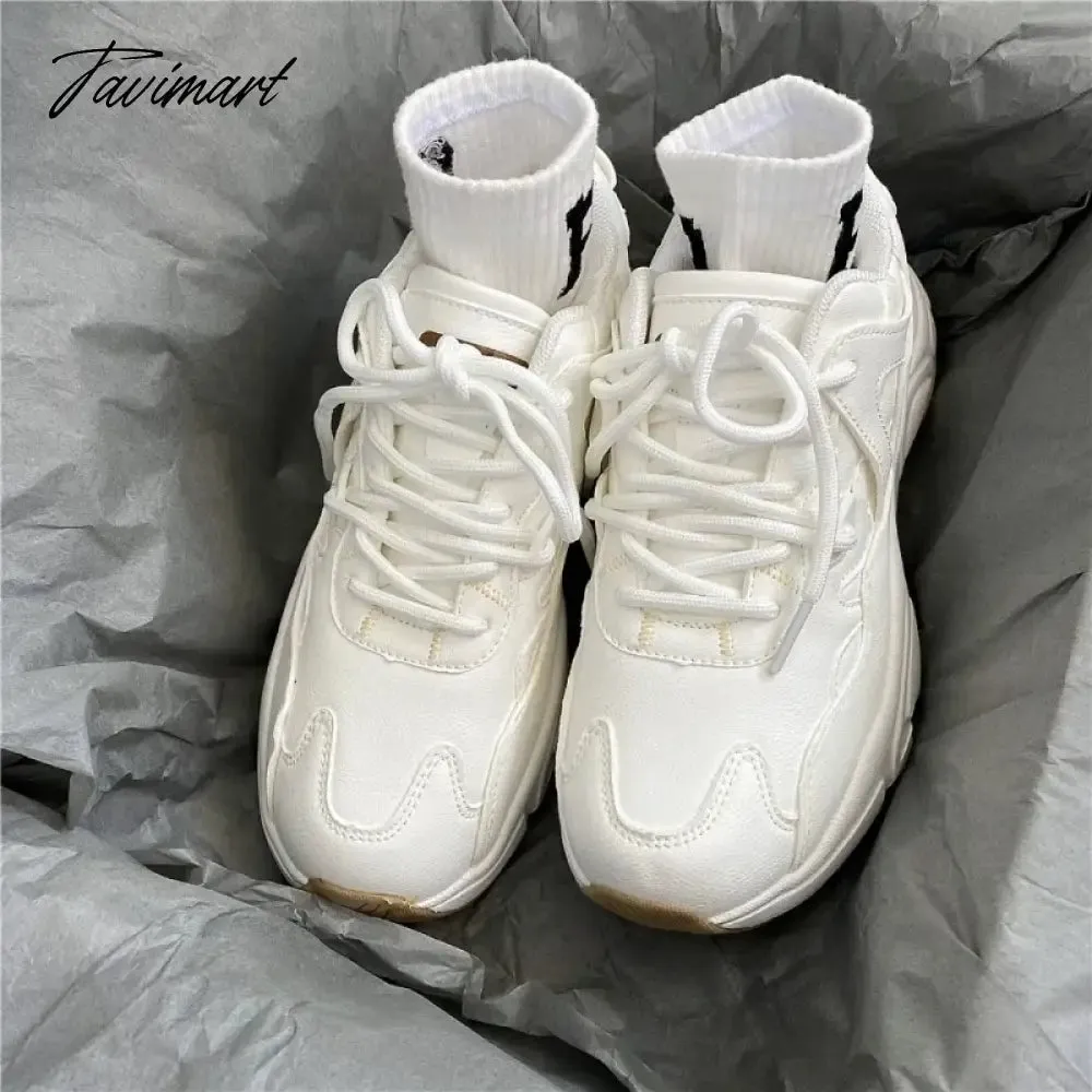 Tavimart Pure White Sneakers Women Casual Platform Sports Running Mens Chunky Shoes Autumn and Winter Fashion Athletic New Shoes