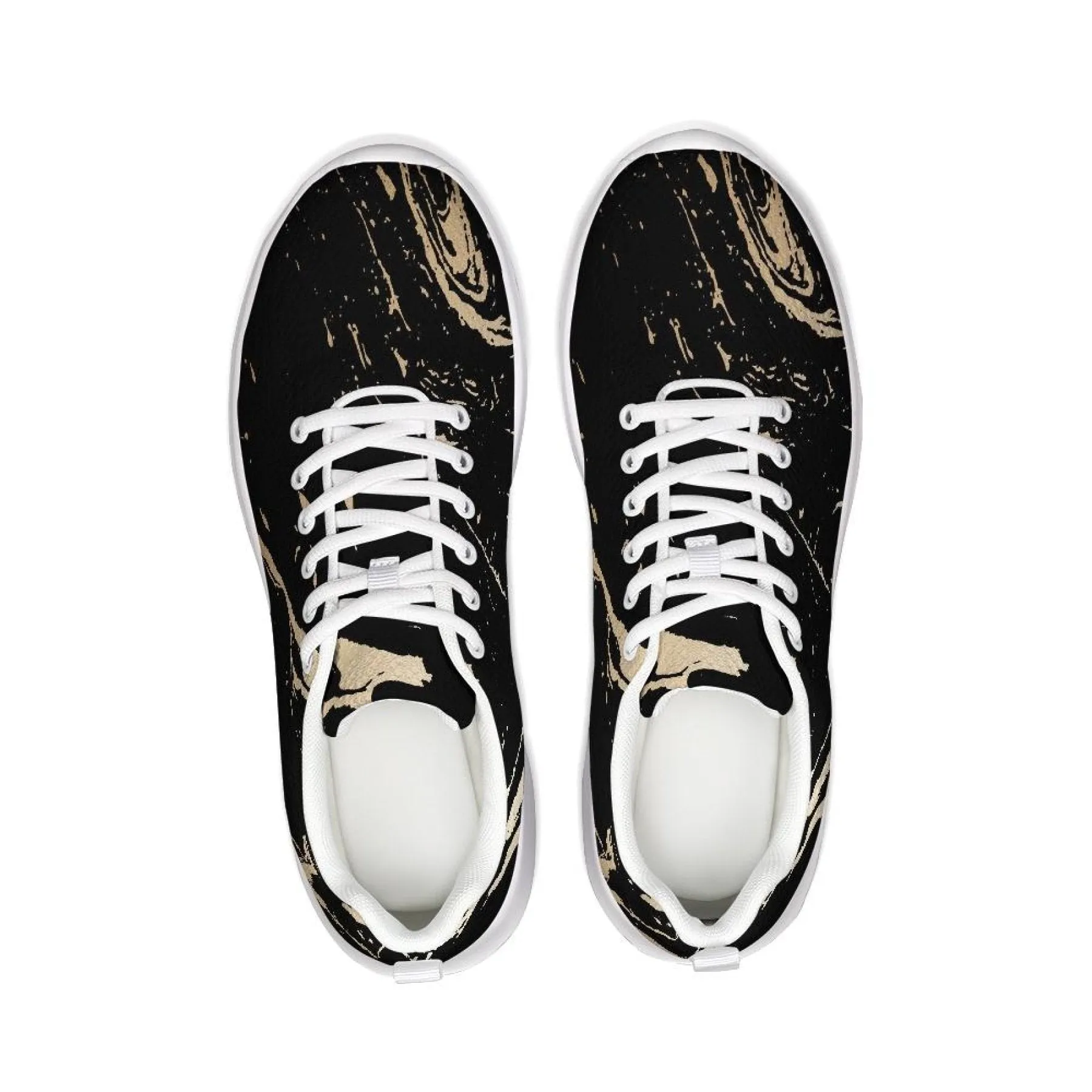 Uniquely You Womens Sneakers - Black and Gold Swirl Style Canvas