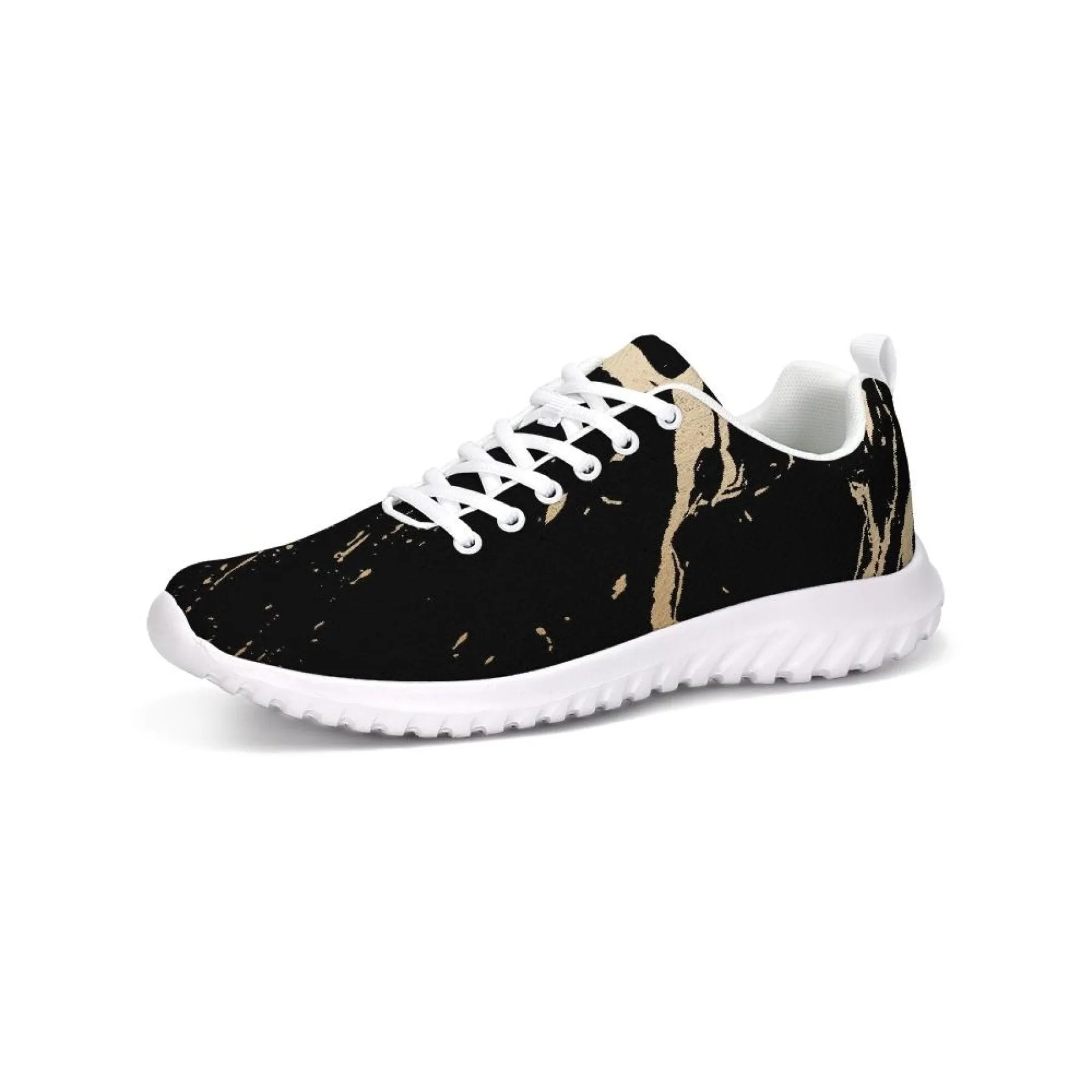 Uniquely You Womens Sneakers - Black and Gold Swirl Style Canvas