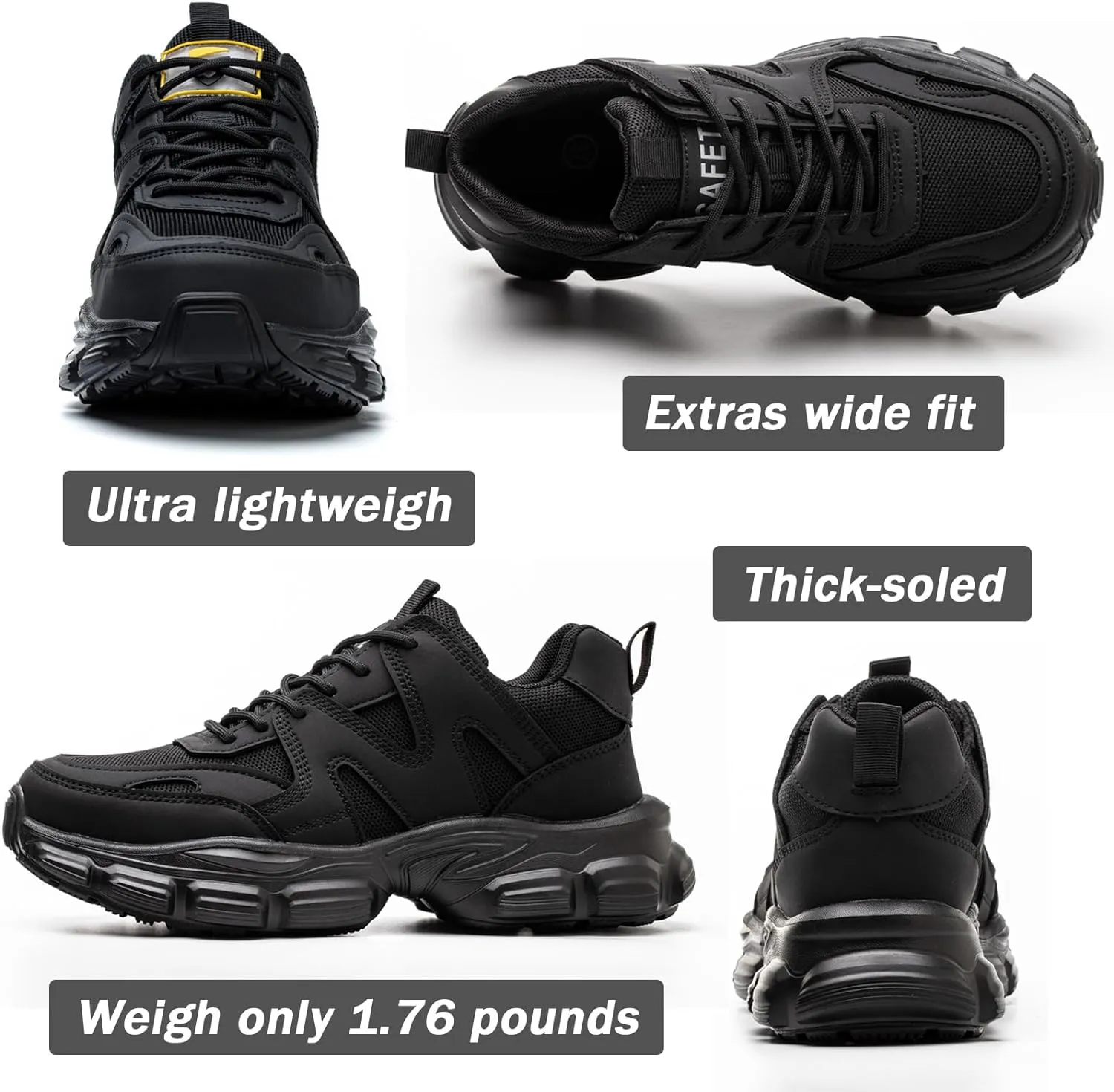 Women Safety Shoes Lightweight Comfortable Non-Slip Steel Toe Shoes