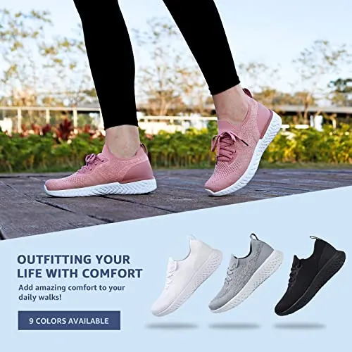 Womens Athletic Running Shoes Comfortable Tennis Shoes Lightweight Walking Shoes Lace Up Trainers Breathable Wide Fit Gym Sneakers