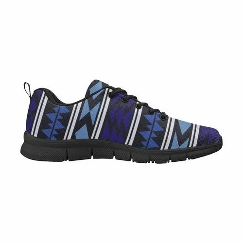 Womens Sneakers, Blue And Black Aztec Print Running Shoes